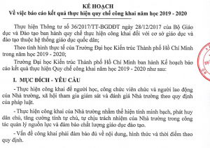 Kế hoạch về việc báo cáo kết quả thực hiện quy chế công khai năm khóa 2019-2020