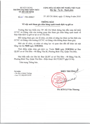Mời tham gia chào hàng cạnh tranh dịch vụ giữ xe tại cơ sở Thủ Đức