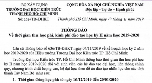 Thông báo thu học phí, kinh phí đào tạo kỳ II năm học 2019-2020