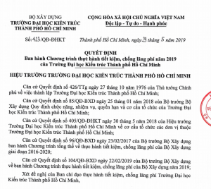 Chương trình thực hành tiết kiệm chống lãng phí của Nhà trường năm 2019