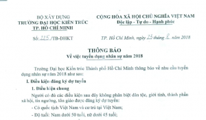 ĐH Kiến trúc TP.HCM tuyển dụng nhân sự năm 2018