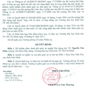 Quyết định bổ nhiệm chức danh GS, PGS cho PGS.TS.KTS Nguyễn Trọng Hòa và TS Nguyễn Văn Hiếu