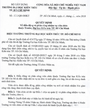 Quyết định điều động và phân công nhiệm vụ viên chức các đơn vị
