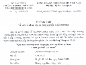 Thông báo bảo vệ của NCS Hoàng Tùng