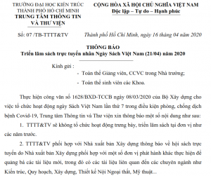 Thông báo hội sách Trực tuyến 2020